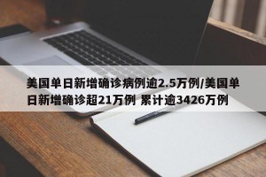 美国单日新增确诊病例逾2.5万例/美国单日新增确诊超21万例 累计逾3426万例